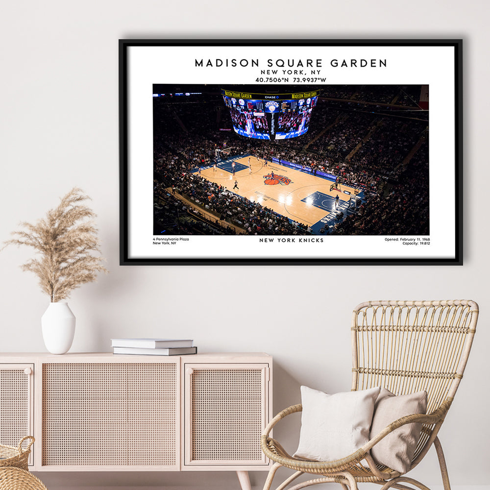 Madison Square Garden, NY Knicks Basketball Stadium Wall Art Print, Framed Canvas Print Wall Art