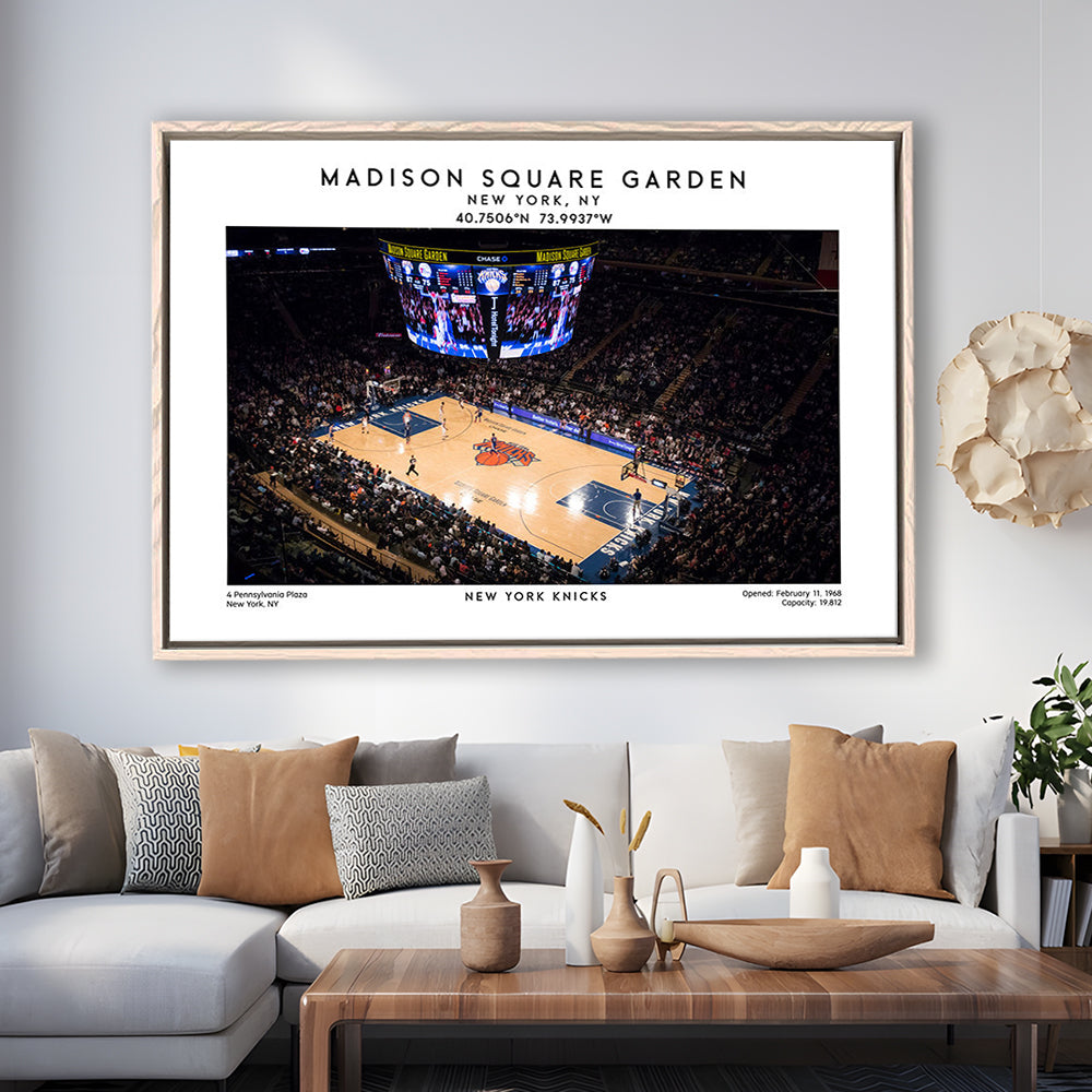 Madison Square Garden, NY Knicks Basketball Stadium Wall Art Print, Framed Canvas Print Wall Art