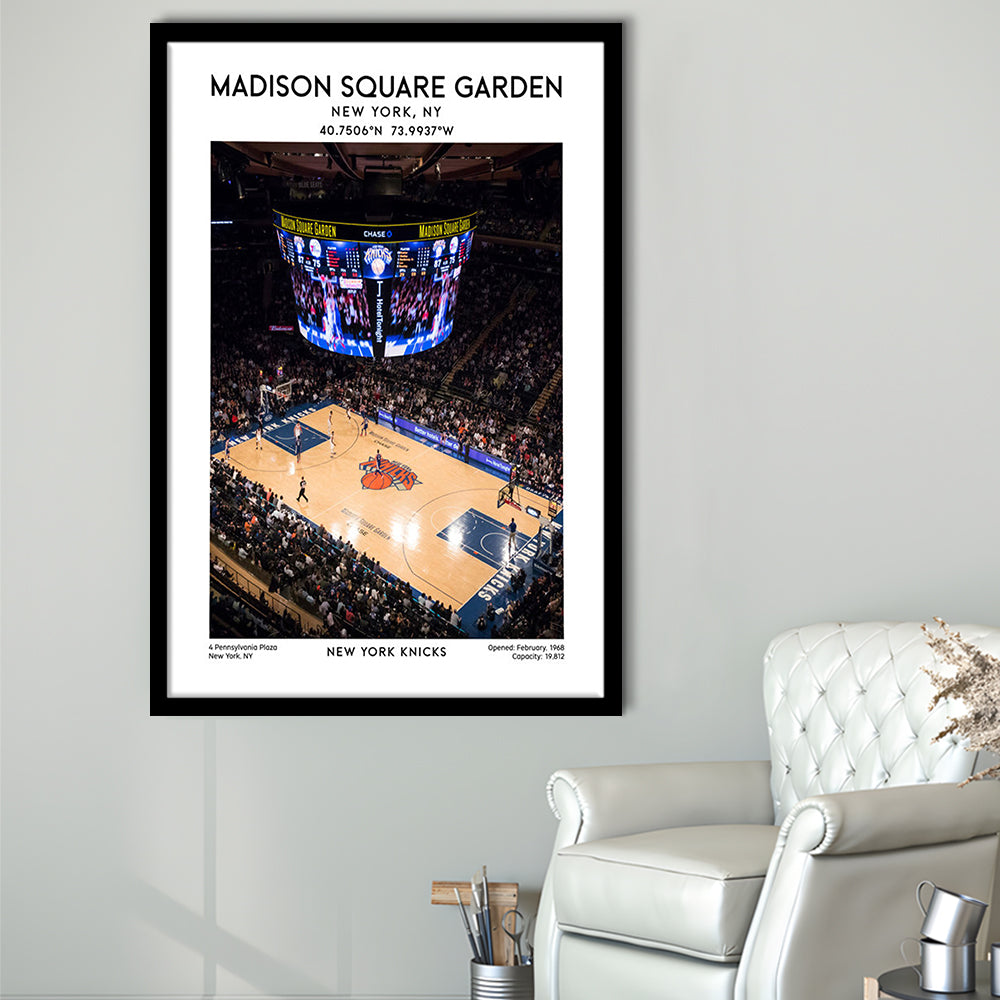 Madison Square Garden Print, New York Basketball Stadium Wall Art, Framed Art Prints Wall Decor