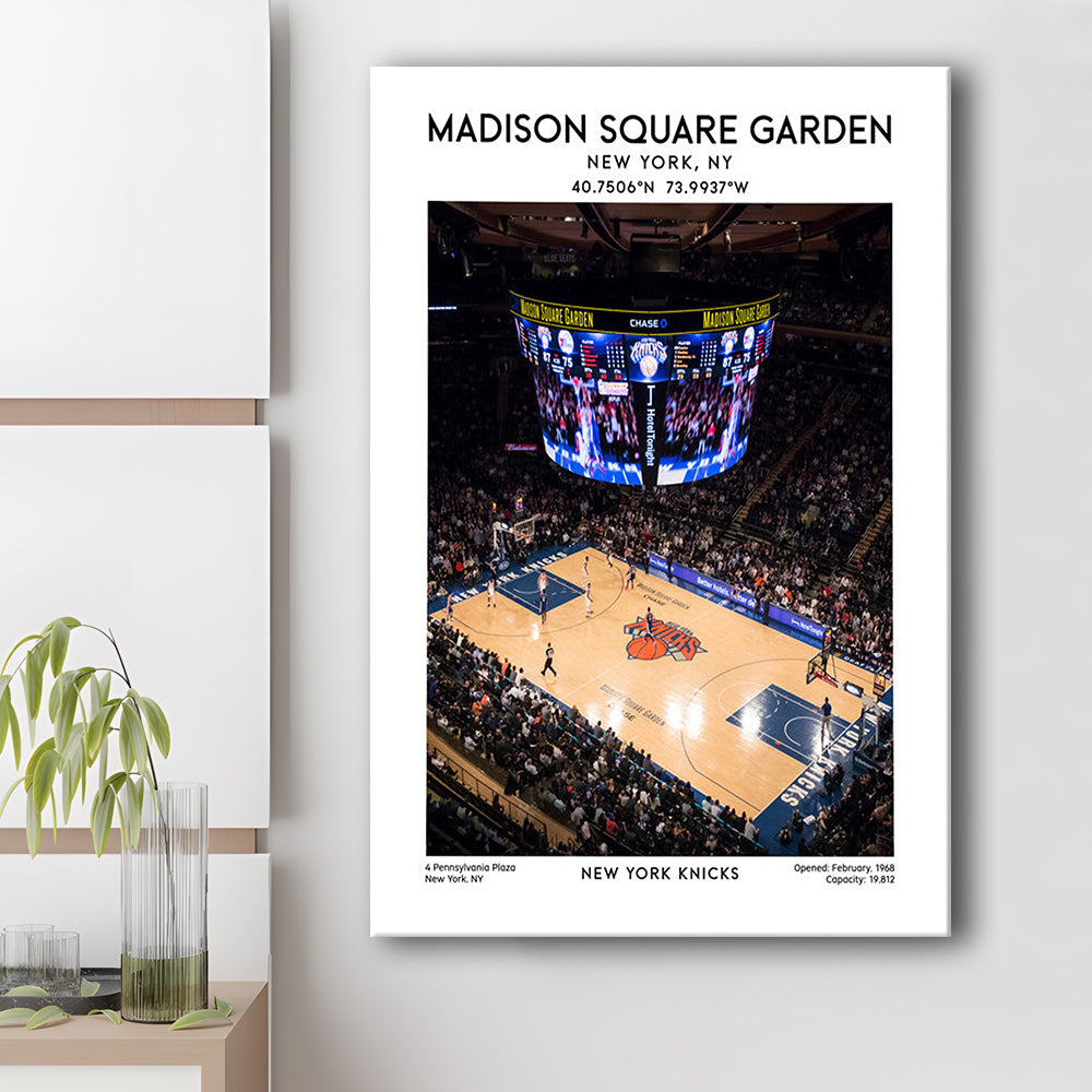 Madison Square Garden Print, New York Basketball Stadium Wall Art, Canvas Prints Wall Art, Man Cave Decor