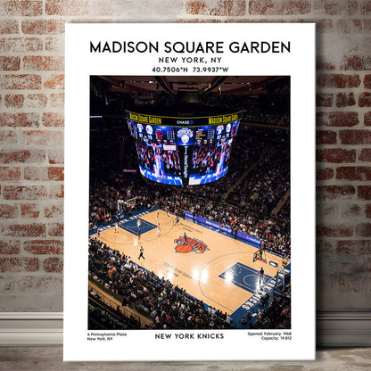 Madison Square Garden Print, New York Basketball Stadium Wall Art, Canvas Prints Wall Art, Man Cave Decor