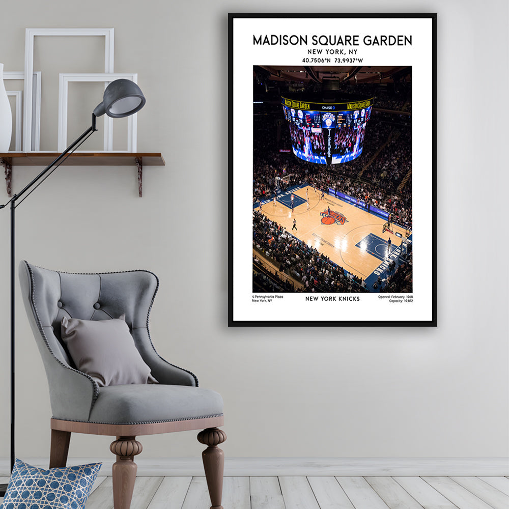 Madison Square Garden Print, New York Basketball Stadium Wall Art, Framed Canvas Prints Wall Art