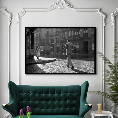 Main Street of Calle Mayor Madrid Framed Art Print Wall Decor, Spain 1950s, Black and White Print, Retro Wall Decor