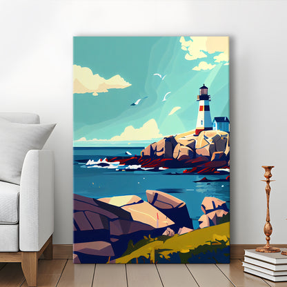 Maine Retro Art Print, Maine City Wall Art, Canvas Print, Painting Canvas, Living Room Decor