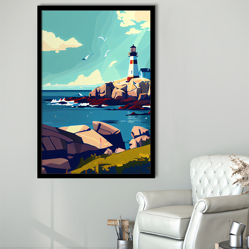 Maine Retro Art Print, Maine City Wall Art, Framed Art Print, Picture Framed, Painting Art