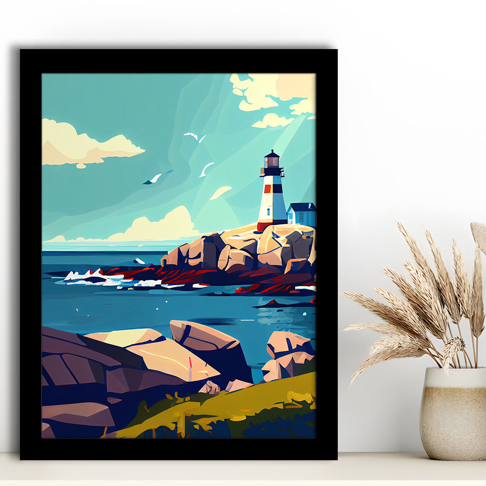 Maine Retro Art Print, Maine City Wall Art, Framed Art Print, Picture Framed, Painting Art