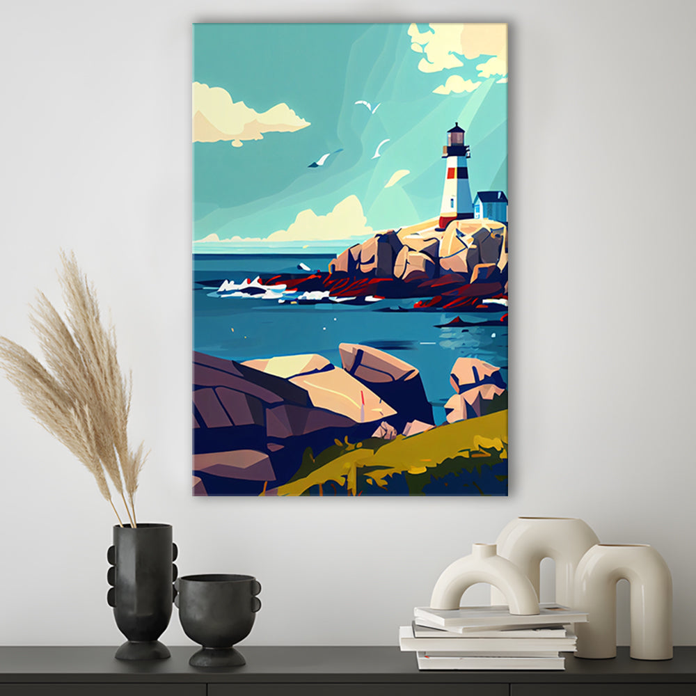 Maine Retro Art Print, Maine City Wall Art, Canvas Print, Painting Canvas, Living Room Decor