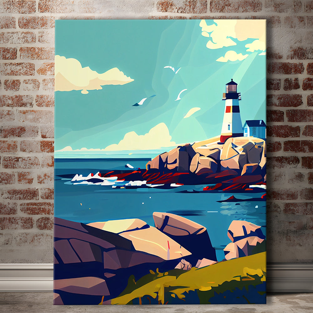 Maine Retro Art Print, Maine City Wall Art, Canvas Print, Painting Canvas, Living Room Decor