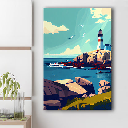 Maine Retro Art Print, Maine City Wall Art, Canvas Print, Painting Canvas, Living Room Decor