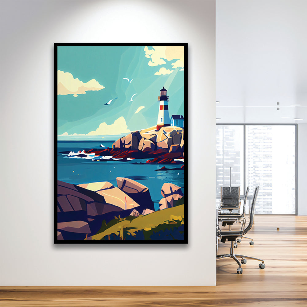 Maine Retro Art Print, Maine City Wall Art, Framed Art Print, Picture Framed, Painting Art