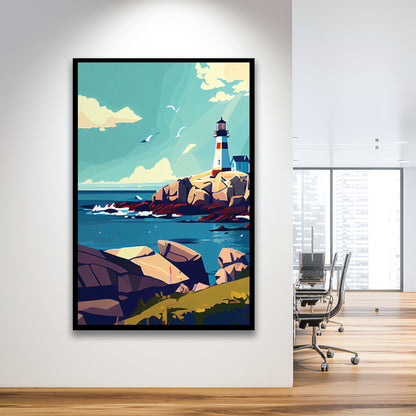 Maine Retro Art Print, Maine City Wall Art, Framed Art Print, Picture Framed, Painting Art