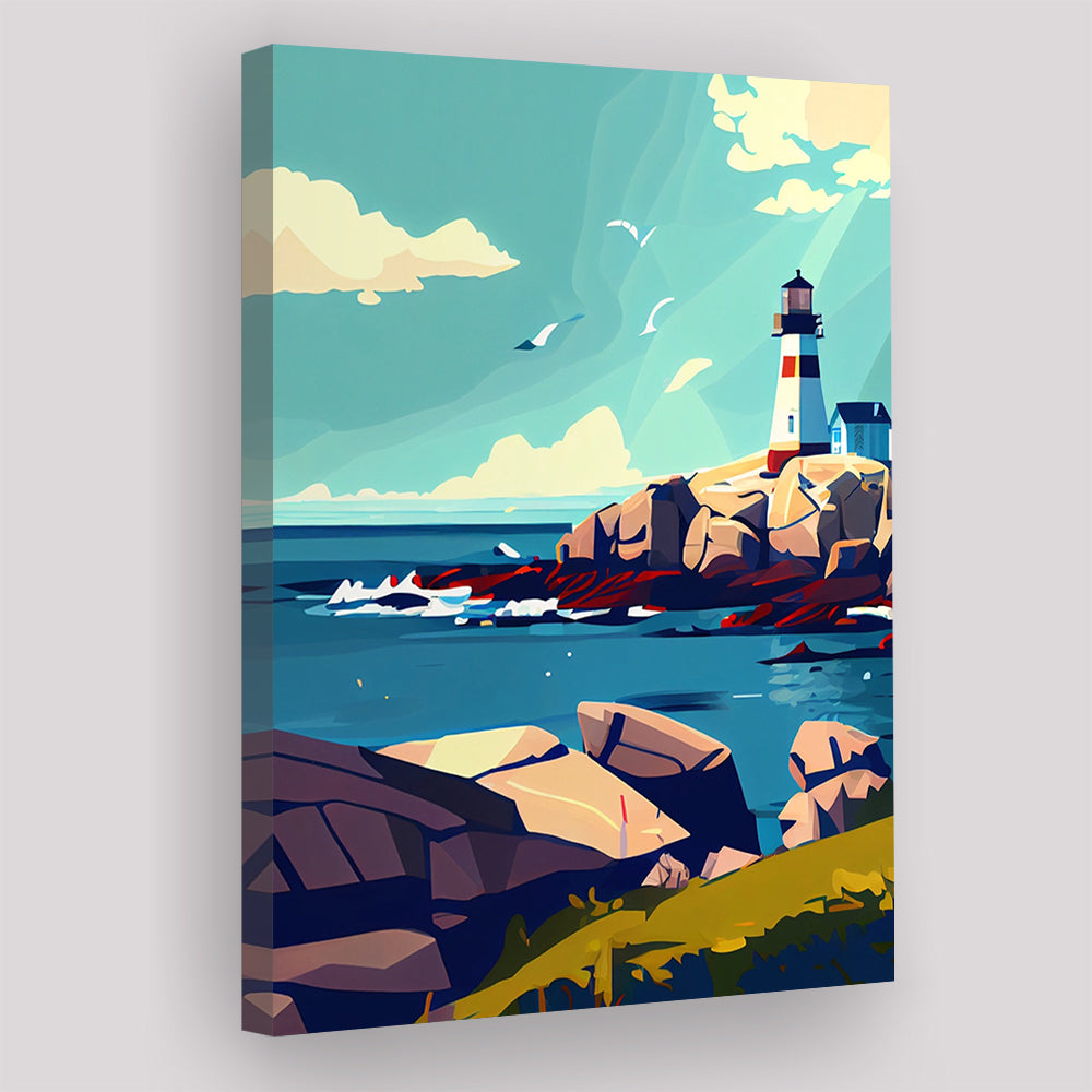 Maine Retro Art Print, Maine City Wall Art, Canvas Print, Painting Canvas, Living Room Decor