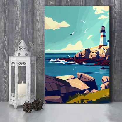 Maine Retro Art Print, Maine City Wall Art, Canvas Print, Painting Canvas, Living Room Decor