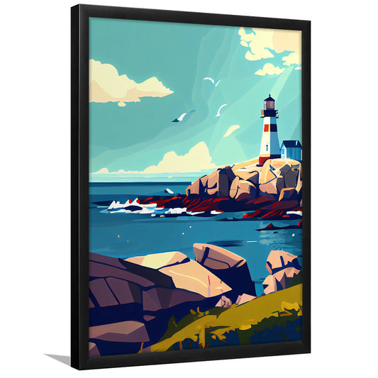 Maine Retro Art Print, Maine City Wall Art, Framed Art Print, Picture Framed, Painting Art