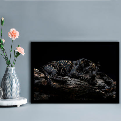 Majestic Black Panther With Gold Pattern Art Prints, Framed Art Print, Picture Framed