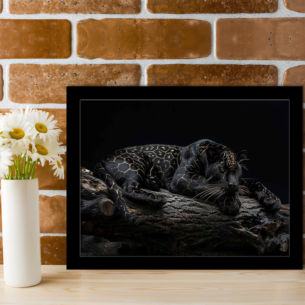 Majestic Black Panther With Gold Pattern Art Prints, Framed Art Print, Picture Framed