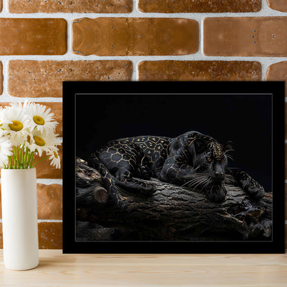 Majestic Black Panther With Gold Pattern Art Prints, Framed Art Print, Picture Framed