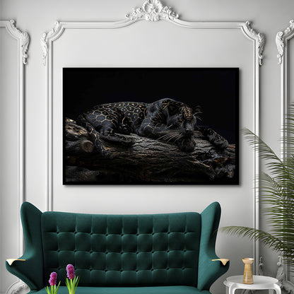 Majestic Black Panther With Gold Pattern Art Prints, Framed Art Print, Picture Framed
