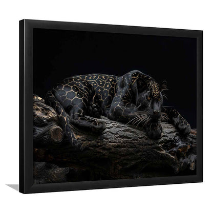 Majestic Black Panther With Gold Pattern Art Prints, Framed Art Print, Picture Framed