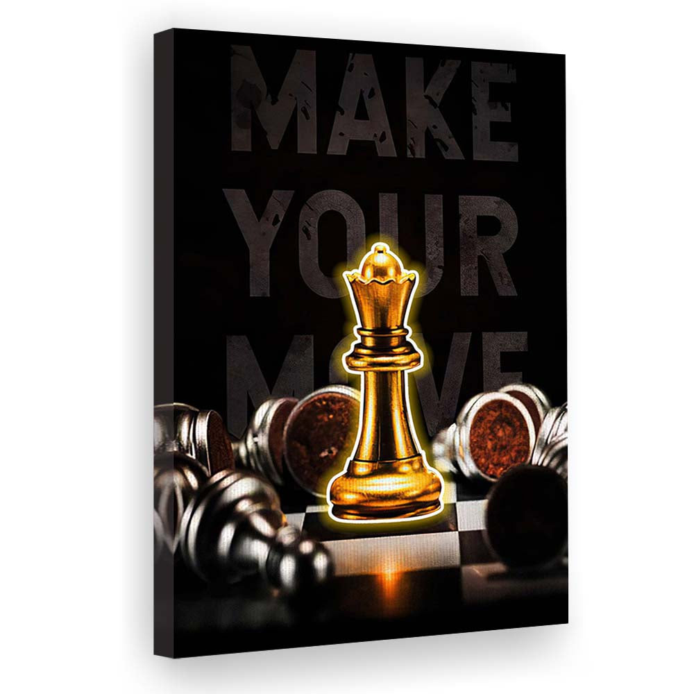 Make Your Move, Neon Sign Effect, Canvas Print, Luxury Wall Art Decor, Modern Art