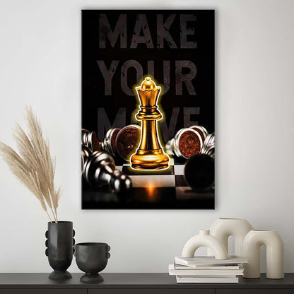 Make Your Move, Neon Sign Effect, Canvas Print, Luxury Wall Art Decor, Modern Art