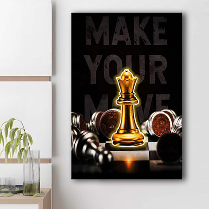 Make Your Move, Neon Sign Effect, Canvas Print, Luxury Wall Art Decor, Modern Art