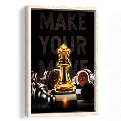 Make Your Move, Neon Sign Effect, Framed Canvas Print, Floating Frame, Luxury Wall Art Decor