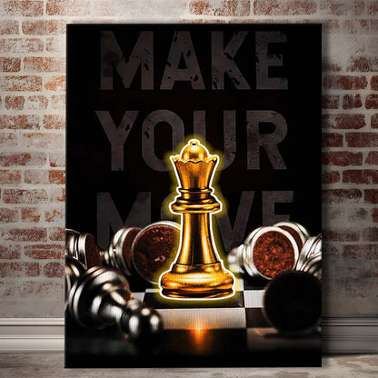 Make Your Move, Neon Sign Effect, Canvas Print, Luxury Wall Art Decor, Modern Art