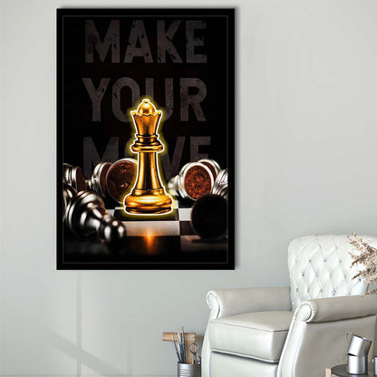 Make Your Move, Neon Sign Effect, Framed Art Print, Picture Framed Wall Art Decor