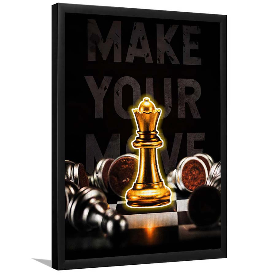 Make Your Move, Neon Sign Effect, Framed Art Print, Picture Framed Wall Art Decor