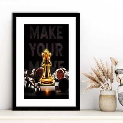 Make Your Move, Neon Sign Effect, Framed Art Print, Luxury Pictures Framed, White Border