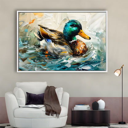Mallard Duck Portrait Painting, Framed Canvas Print, Painting Art, Floating Framed Canvas Print Wall Art