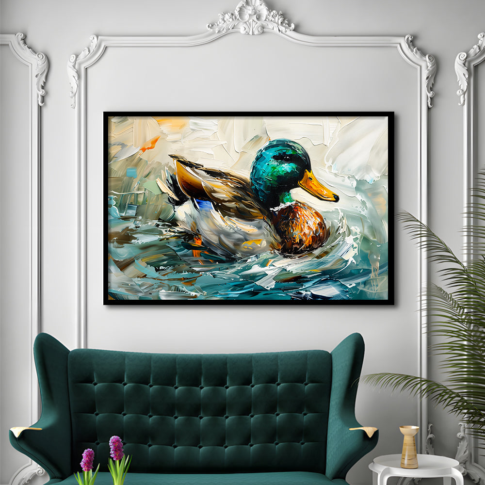 Mallard Duck Portrait Painting, Framed  Print, Painting Art, Framed Art Print Wall Decor, Framed Picture