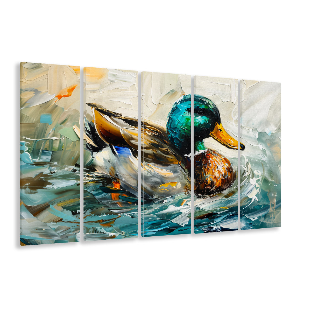 Mallard Duck Portrait Painting, Canvas Art Print, Painting Art, Multi Panels Canvas Print Wall Art