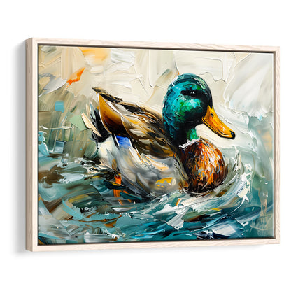 Mallard Duck Portrait Painting, Framed Canvas Print, Painting Art, Floating Framed Canvas Print Wall Art