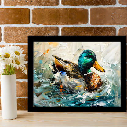 Mallard Duck Portrait Painting, Framed  Print, Painting Art, Framed Art Print Wall Decor, Framed Picture
