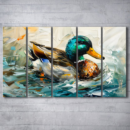 Mallard Duck Portrait Painting, Canvas Art Print, Painting Art, Multi Panels Canvas Print Wall Art