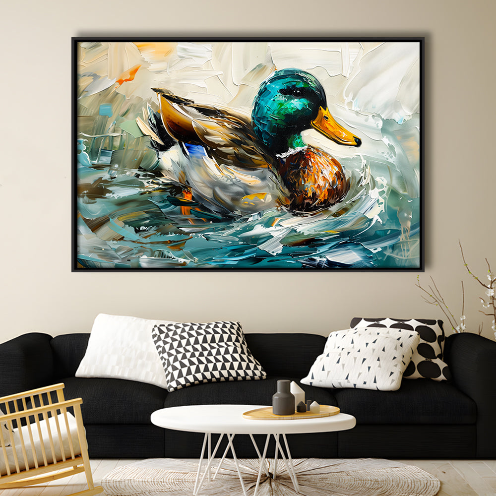 Mallard Duck Portrait Painting, Framed Canvas Print, Painting Art, Floating Framed Canvas Print Wall Art
