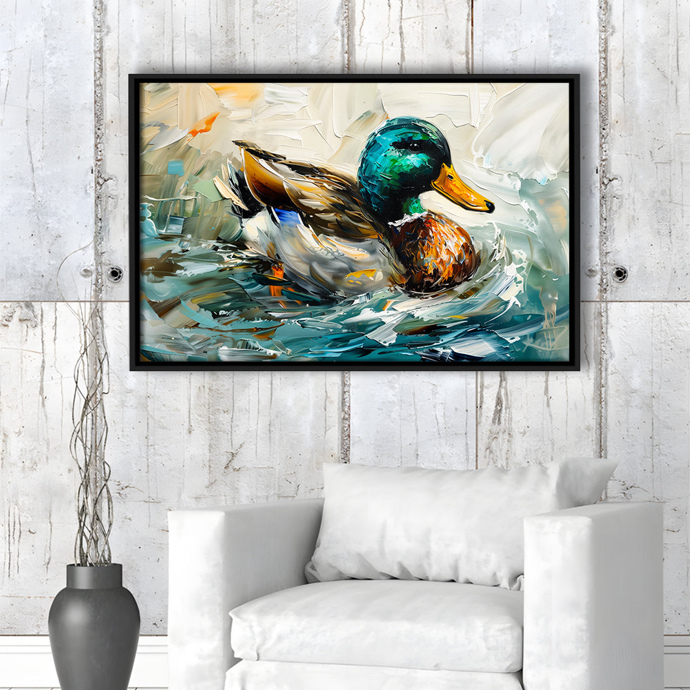 Mallard Duck Portrait Painting, Framed Canvas Print, Painting Art, Floating Framed Canvas Print Wall Art