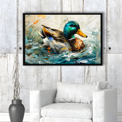 Mallard Duck Portrait Painting, Framed Canvas Print, Painting Art, Floating Framed Canvas Print Wall Art