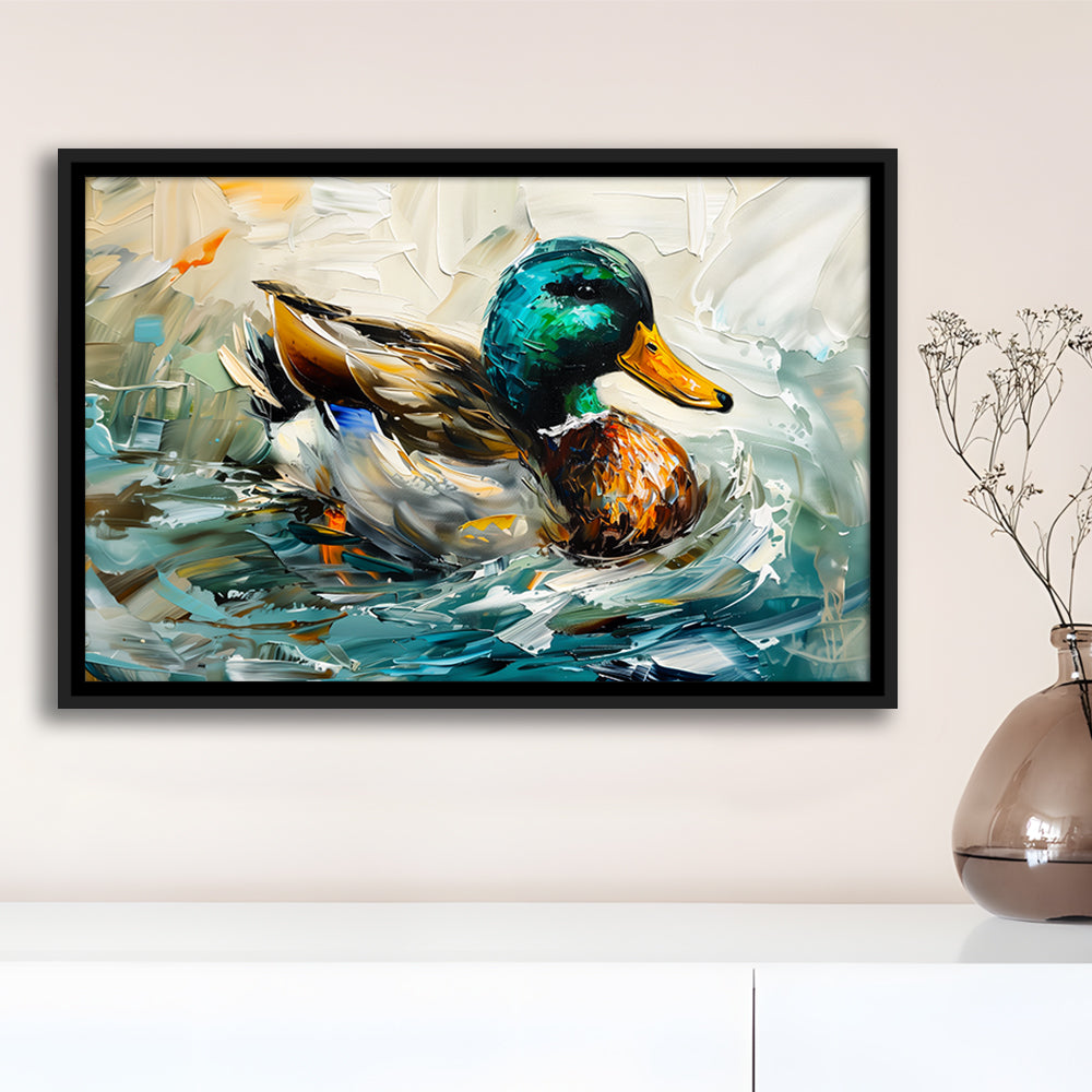Mallard Duck Portrait Painting, Framed Canvas Print, Painting Art, Floating Framed Canvas Print Wall Art