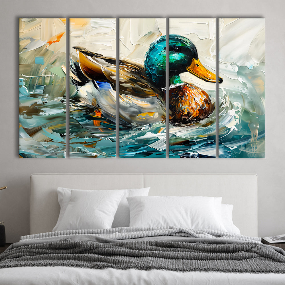 Mallard Duck Portrait Painting, Canvas Art Print, Painting Art, Multi Panels Canvas Print Wall Art