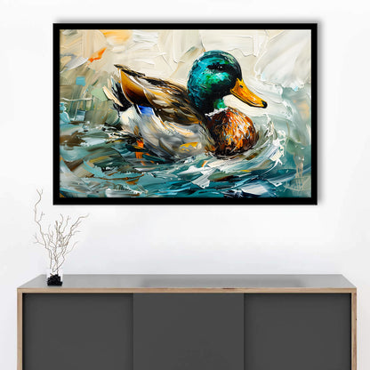 Mallard Duck Portrait Painting, Framed  Print, Painting Art, Framed Art Print Wall Decor, Framed Picture