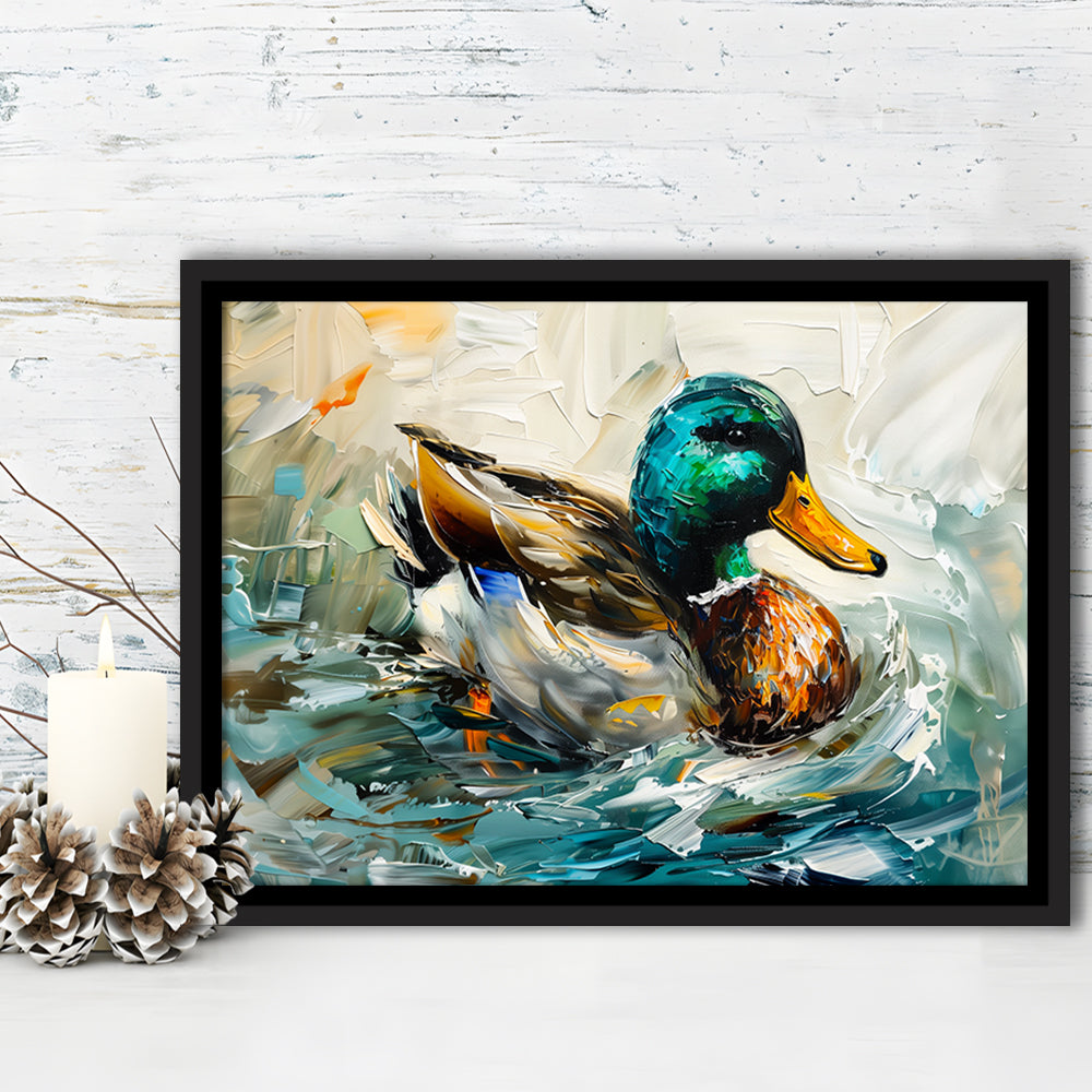 Mallard Duck Portrait Painting, Framed Canvas Print, Painting Art, Floating Framed Canvas Print Wall Art