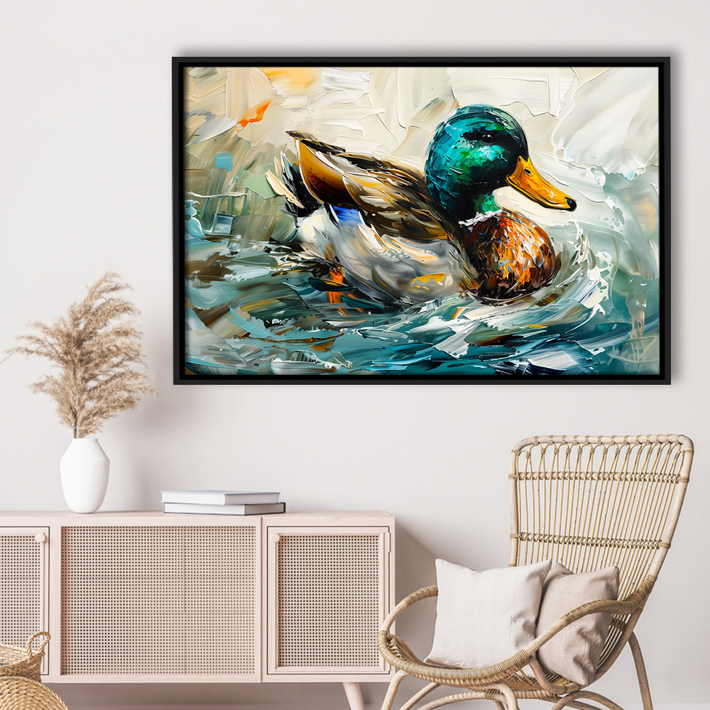 Mallard Duck Portrait Painting, Framed Canvas Print, Painting Art, Floating Framed Canvas Print Wall Art