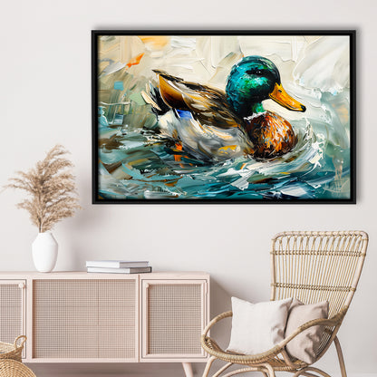 Mallard Duck Portrait Painting, Framed Canvas Print, Painting Art, Floating Framed Canvas Print Wall Art