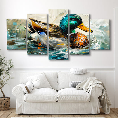 Mallard Duck Portrait Painting, Canvas Art Decor Print, Painting Art, Mixed Panels Canvas Print Wall Art