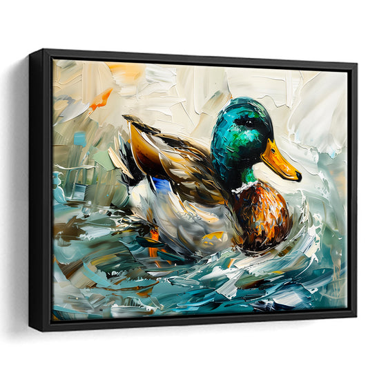 Mallard Duck Portrait Painting, Framed Canvas Print, Painting Art, Floating Framed Canvas Print Wall Art