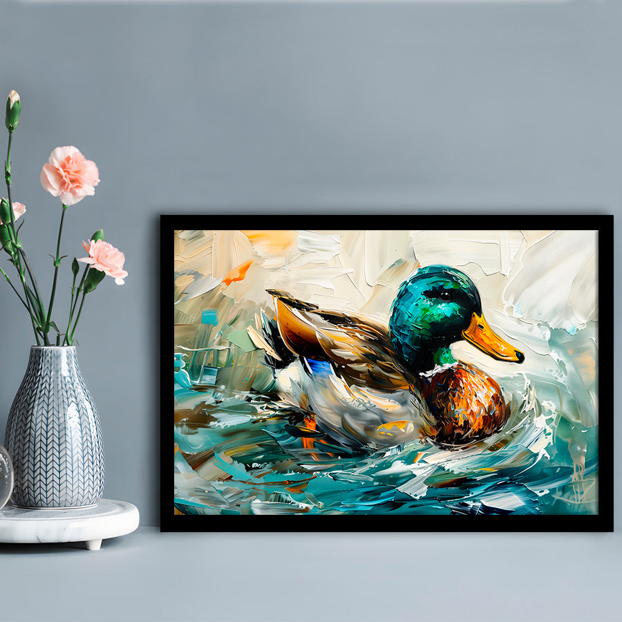 Mallard Duck Portrait Painting, Framed  Print, Painting Art, Framed Art Print Wall Decor, Framed Picture