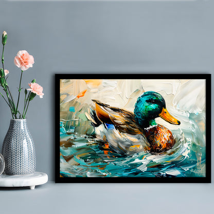 Mallard Duck Portrait Painting, Framed  Print, Painting Art, Framed Art Print Wall Decor, Framed Picture